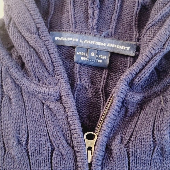 Ralph lauren Knit zip up hoodie.Navy blue - Picture 3 of 4